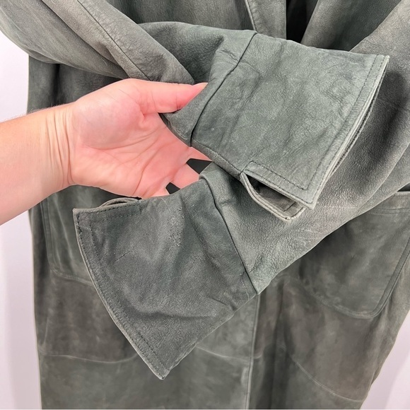 Vintage Wilsons Leather Adventure Bound Green Trench Coat Jacket - Picture 9 of 16